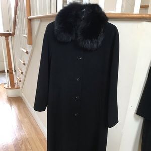 Black dress coat with removable lush mink collar